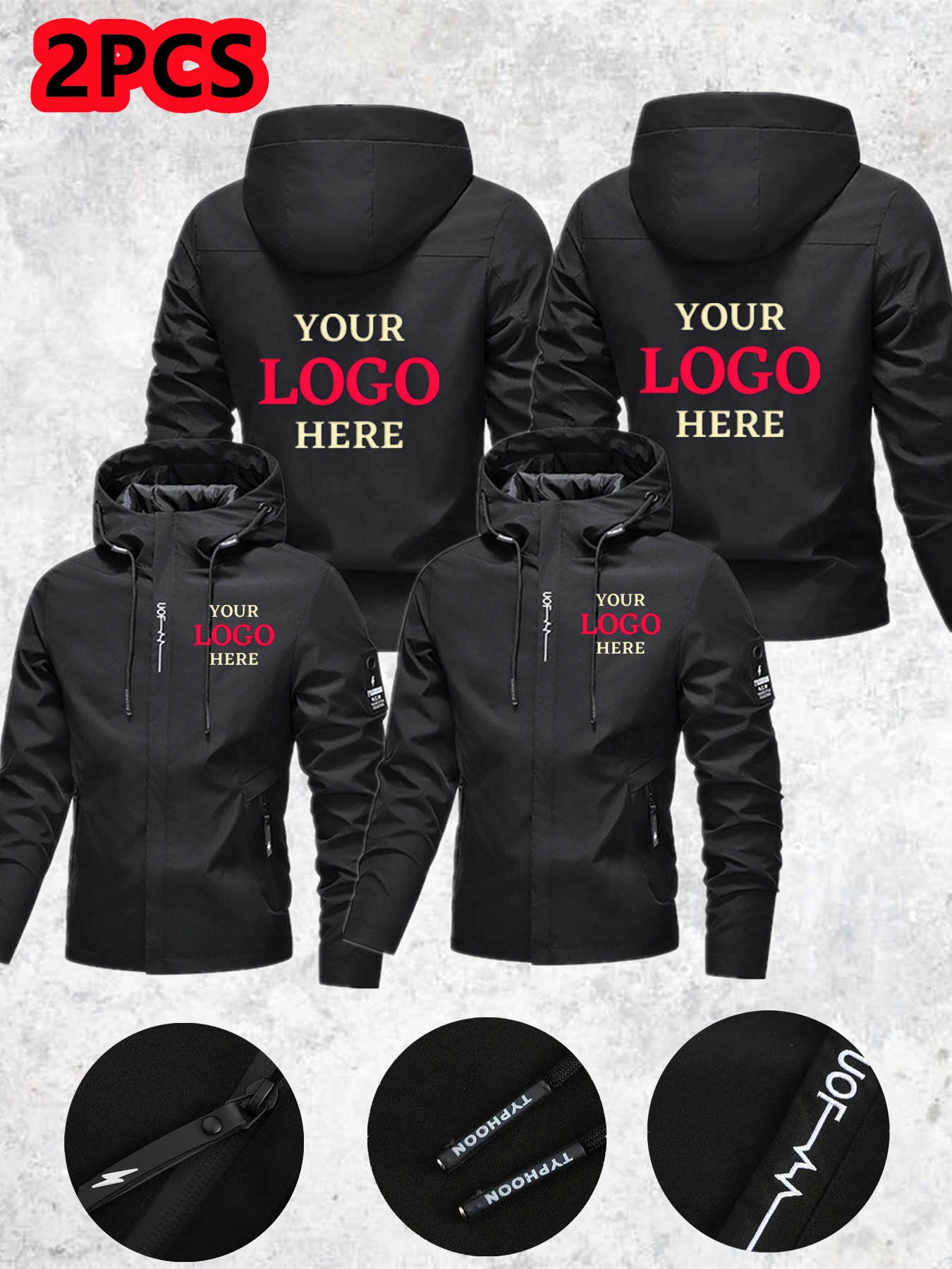 Two-piece custom jacket, Men's and Women's Hooded Unisex UV Resistant Waterproof Jacket, Outerwear, Spring, Summer,
