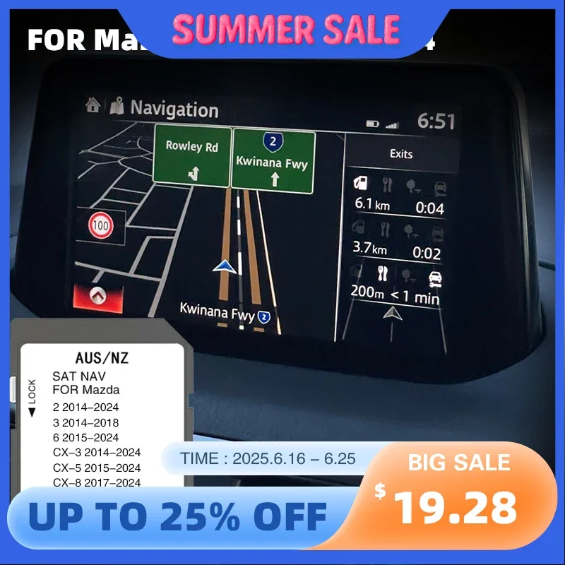 Use for Mazda CX9 2015-2024 Vehicle Update 2024 Australia New Zealand maps SD Card GPS Compatible Connect 1 System Navigation