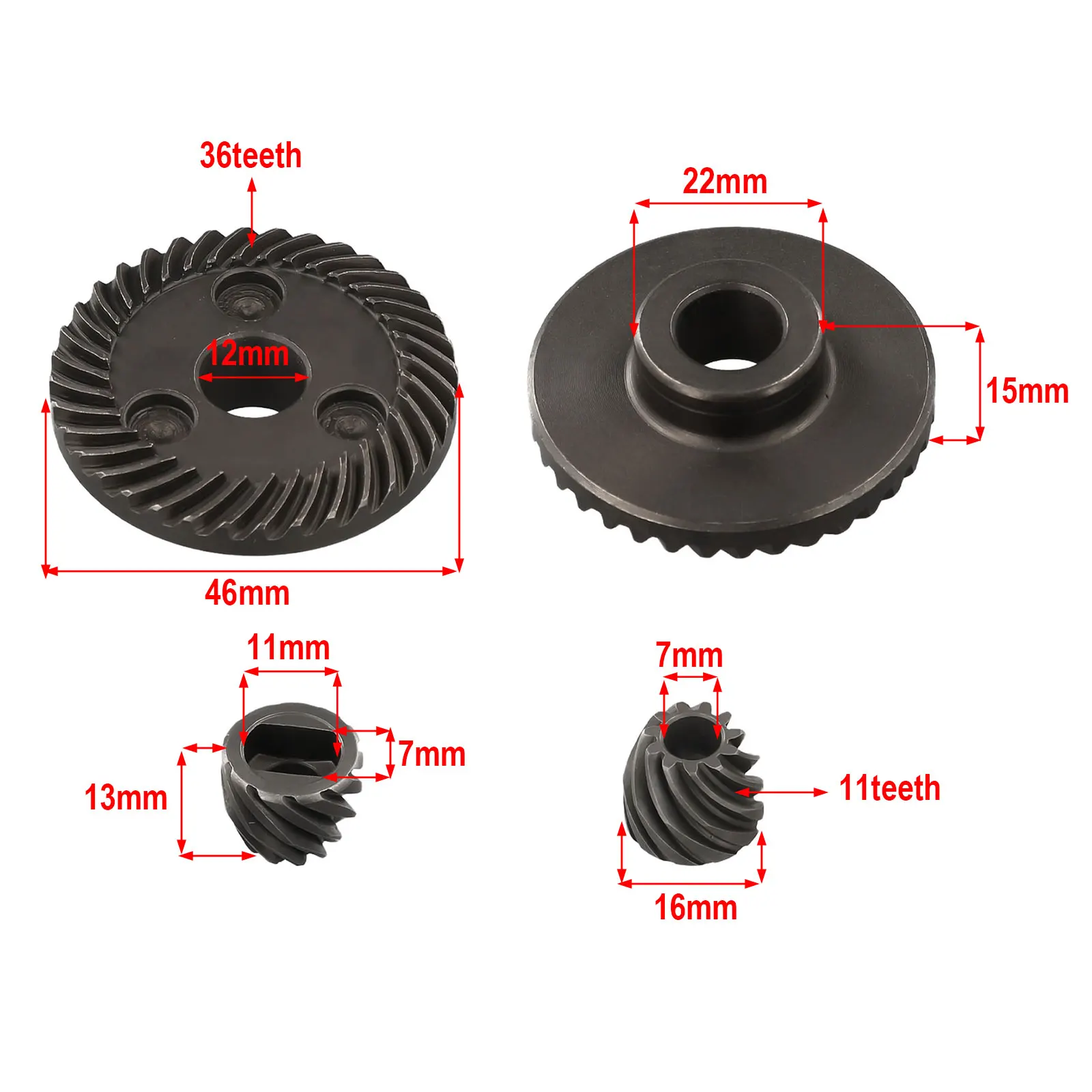 Set Without Card Slot For 9523 Angle Grinder Metal High Quality 36/11 Teeth Bevel Gear Set for 9523 Angle Grinder