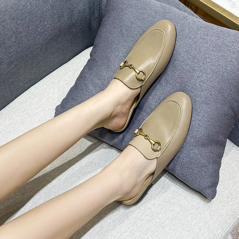 2024 модные туфли Baotou Muller повседневные туфли на плоской подошве полутапочки женская обувь