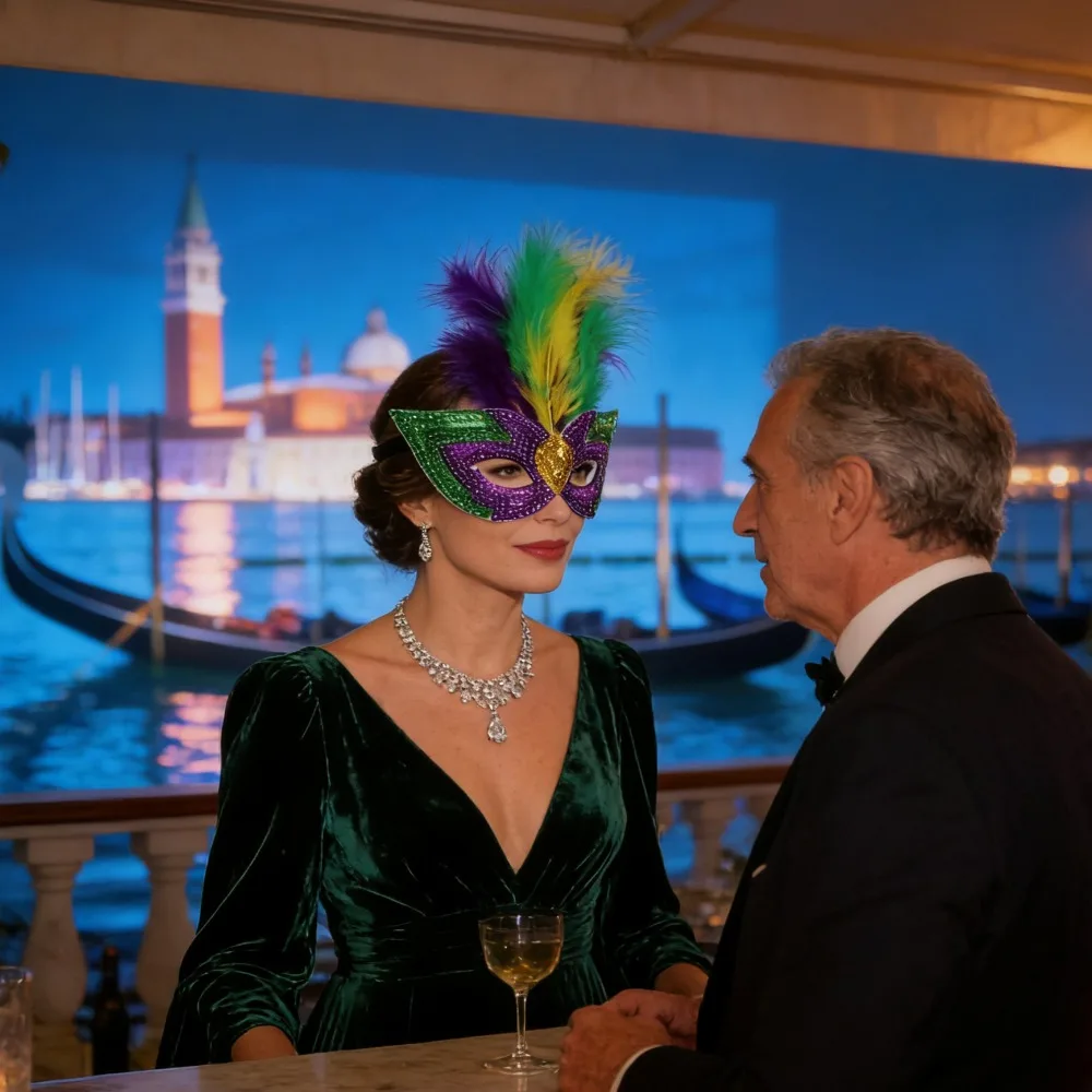 패션 볼 카니발 깃털 세트 - 삼색 머리띠 마스크 파티 의상 액세서리