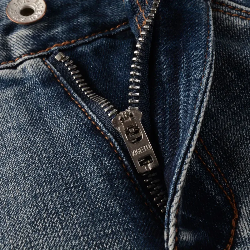 Fashion Designer Men Jeans High Quality Retro Washed Blue Stretch Slim Fit Ripped Jeans Men Trousers Vintage Denim Pants Hombre