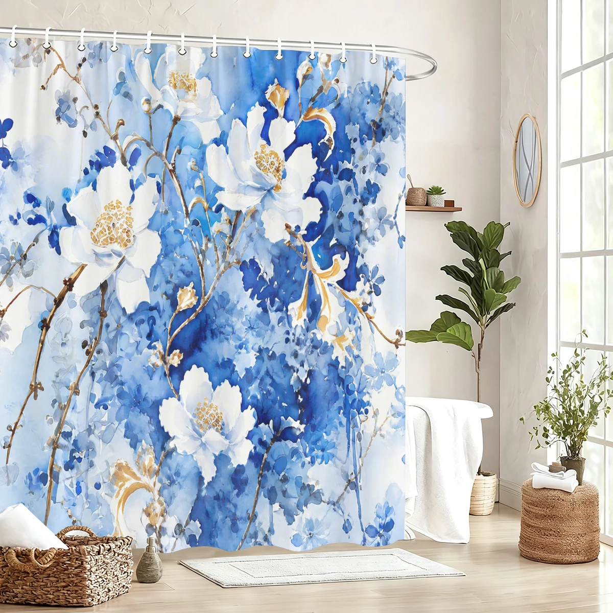 cortina-de-banheiro-de-poliester-com-padroes-vibrantes-decoracao-estilosa-para-banheiro-com-designs-de-libelula-Agua-viva-polvo-e-flores