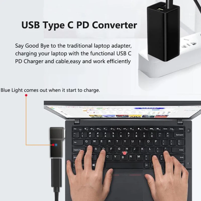 100 واط USB C محول ساحة التوصيل شحن سريع كابل تيار مستمر محول موصل لأجهزة الكمبيوتر المحمول لينوفو ثينك باد نوع C محول