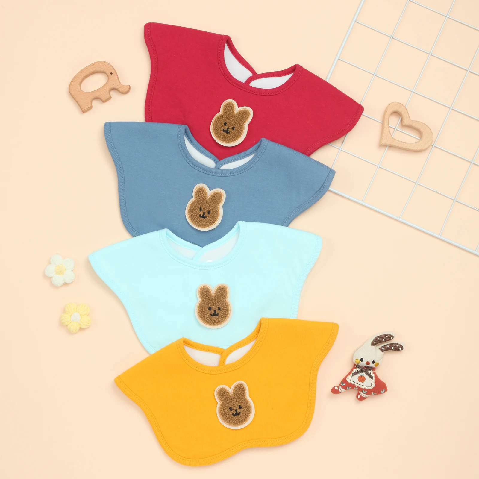 

4-Pack Soft Baby Bibs for Boys & Girls Cute Absorbent Infant Bib for Drooling, Feeding, Teething