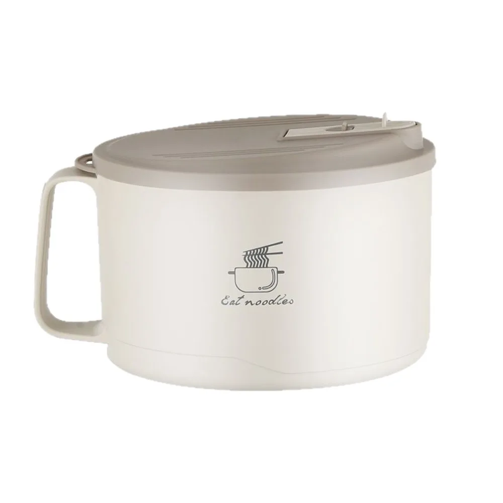 304 Stainless Steel Ramen Bowl Large Capacity 1100/1700ml Dormitory Lunch Box Leak-Proof Drainable Heat-Insulated Soup Mug