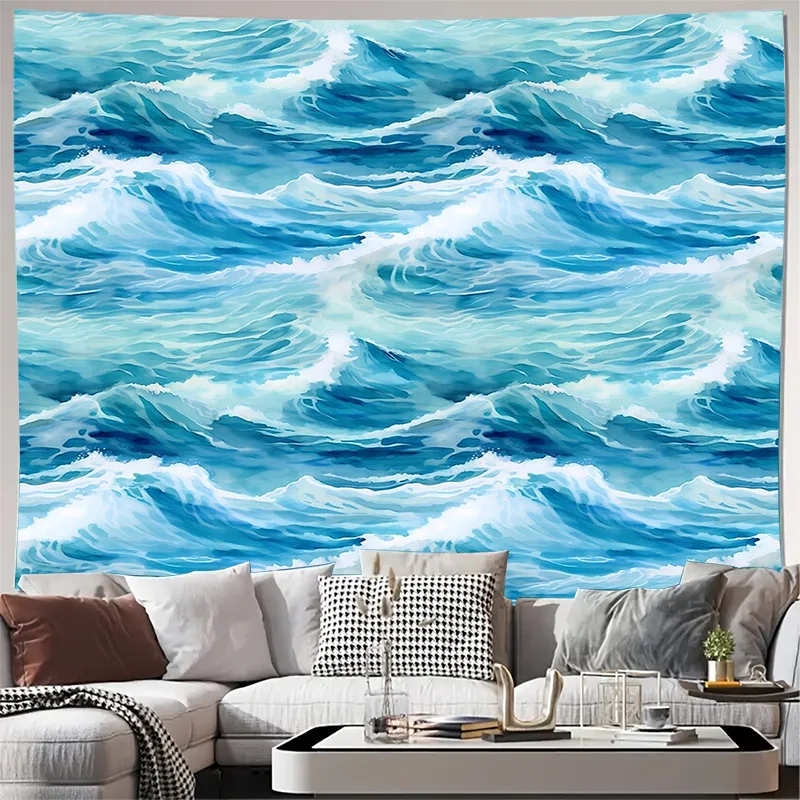Tapisserie de vague d'océan, décor mural côtier, thème de plage, toile de fond, paysage de mer, Art nautique, décoration de maison, vibrations tranquilles, salle esthétique