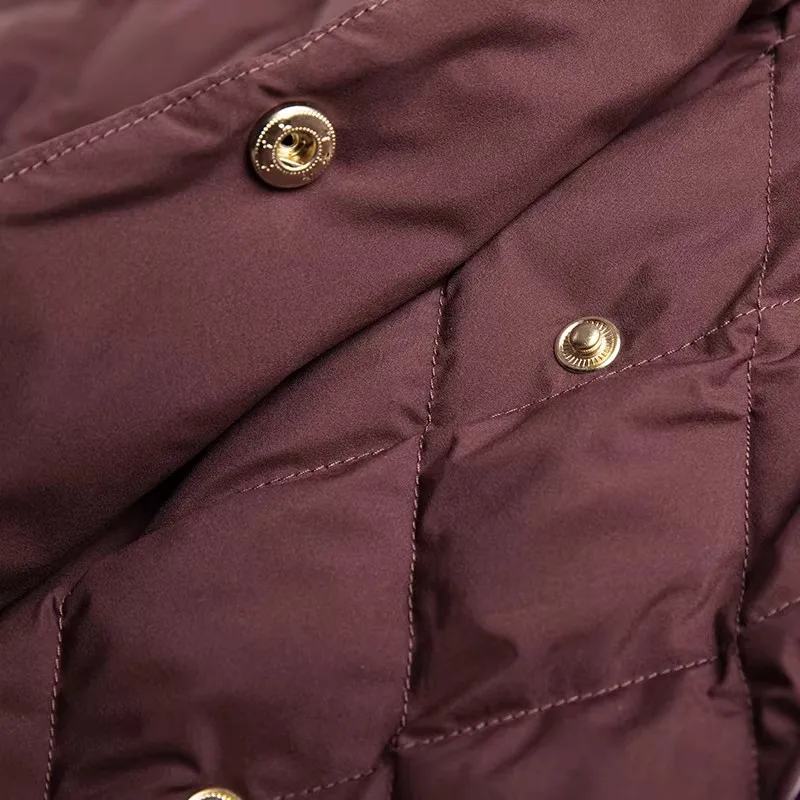 Jaqueta de comprimento médio feminina 2023 inverno novo quente levemente branco pato para baixo estofamento casaco puffer elegante camisa gola casaco de emagrecimento