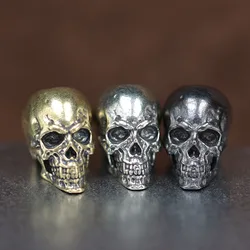 Classic Bucktooth Skull Head Brass Knife Bead Punk EDC Outdoor DIY Handmade Woven Paracord Lanyard Keychain Pendants Accessories