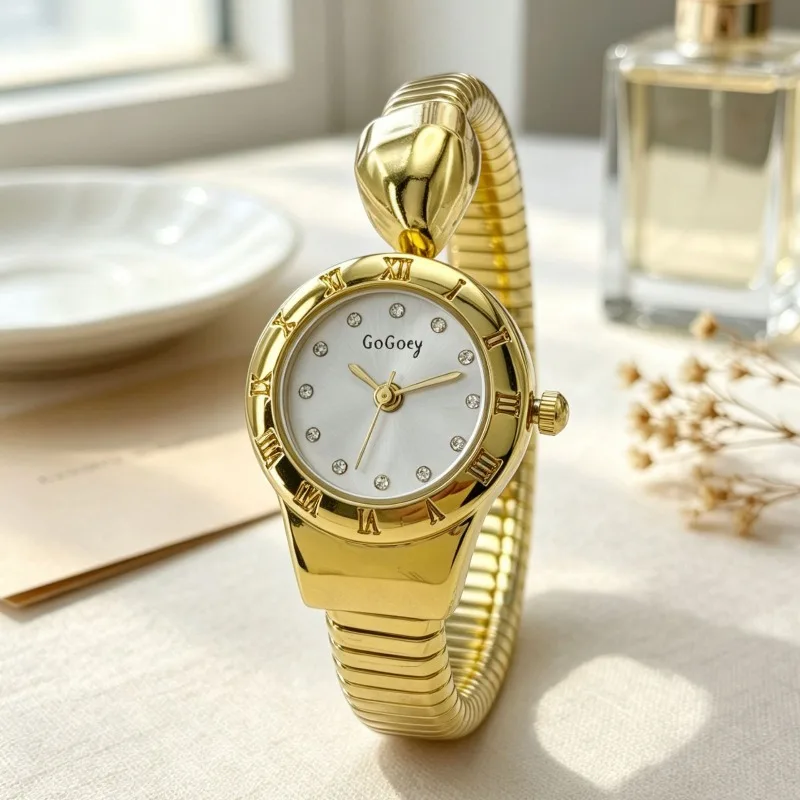 Simple Women Small Round Dial Watch Open Bracelets Strap Writhwatch Exquisite Suitable for Ladies Students Gifts Reloj De Mujer