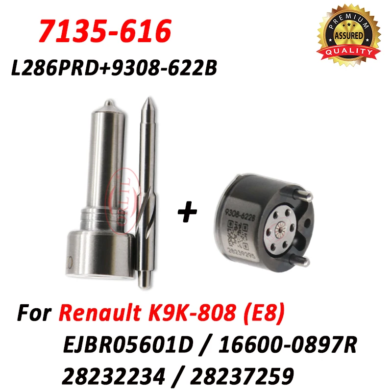 

7135-616 Injector 28237259 Repair Kits Nozzle L286PBD Valve 9308-622B For Renault K9K-808 EJBR05601D 16600-0897R 28232234
