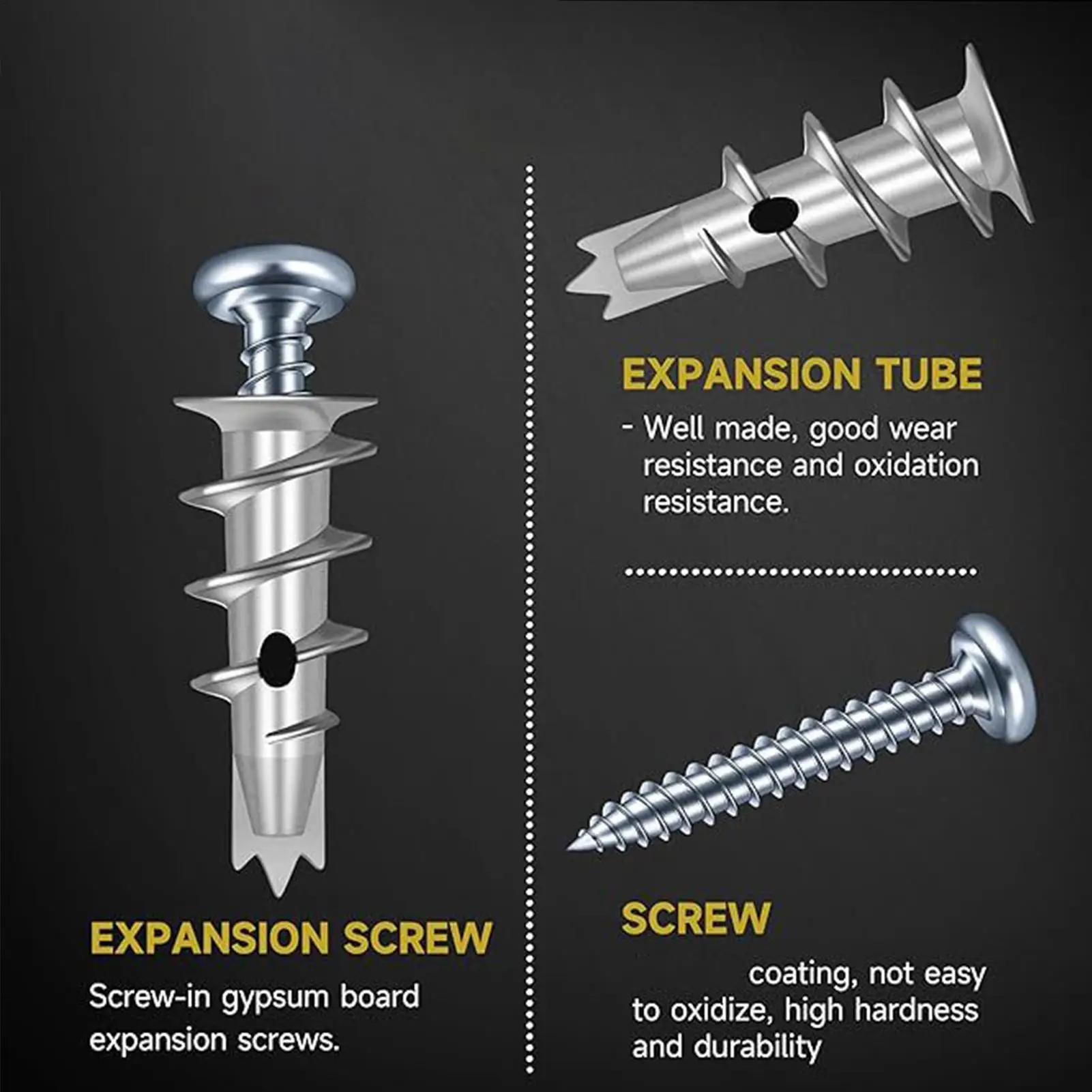 

Винты для гипсокартона, 50 шт., гвозди для крепления с 50 крепежными элементами, металлические мебельные шурупы для деревянного гипсокартона, полая стеновая панель, доска