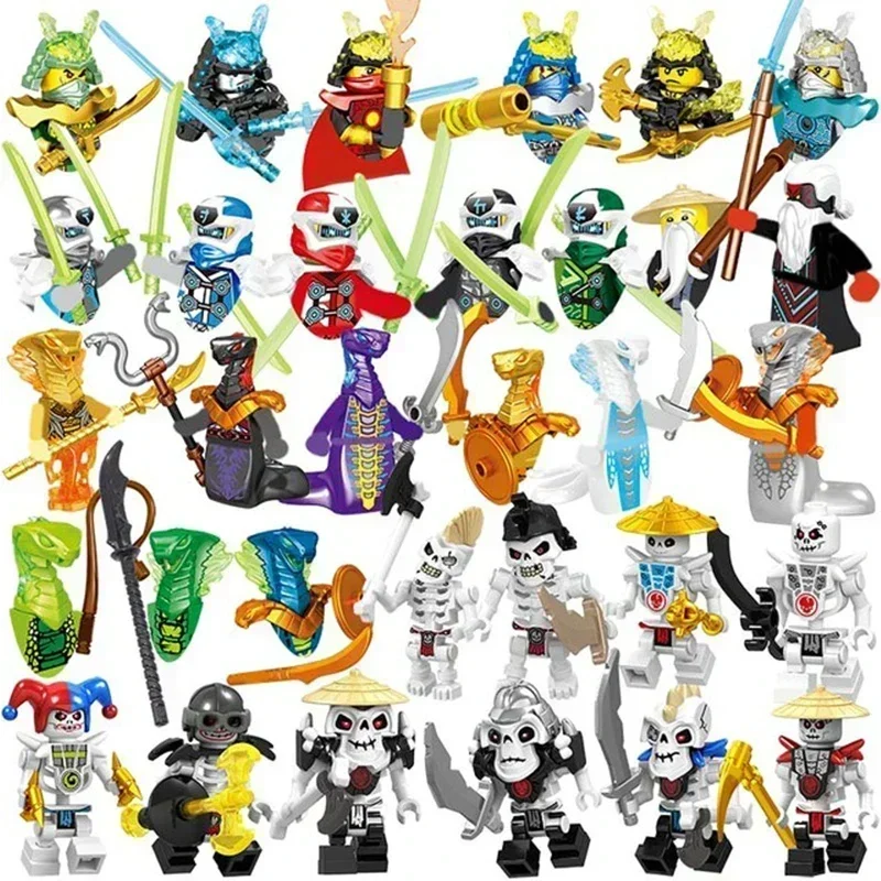 24-teilige Anime-Charaktere Ninja-Figuren Garmadon Jay Lloyd Samukai Cole Harumi Ultra Violet Pyro Snake Baustein Kinderspielzeug
