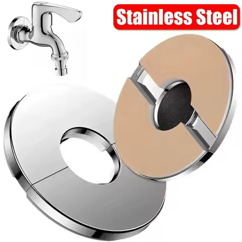 Useful Self-Adhesive Shower Faucet Cover Stainless Steel Silver Pipe Wall Covers Wall Flange