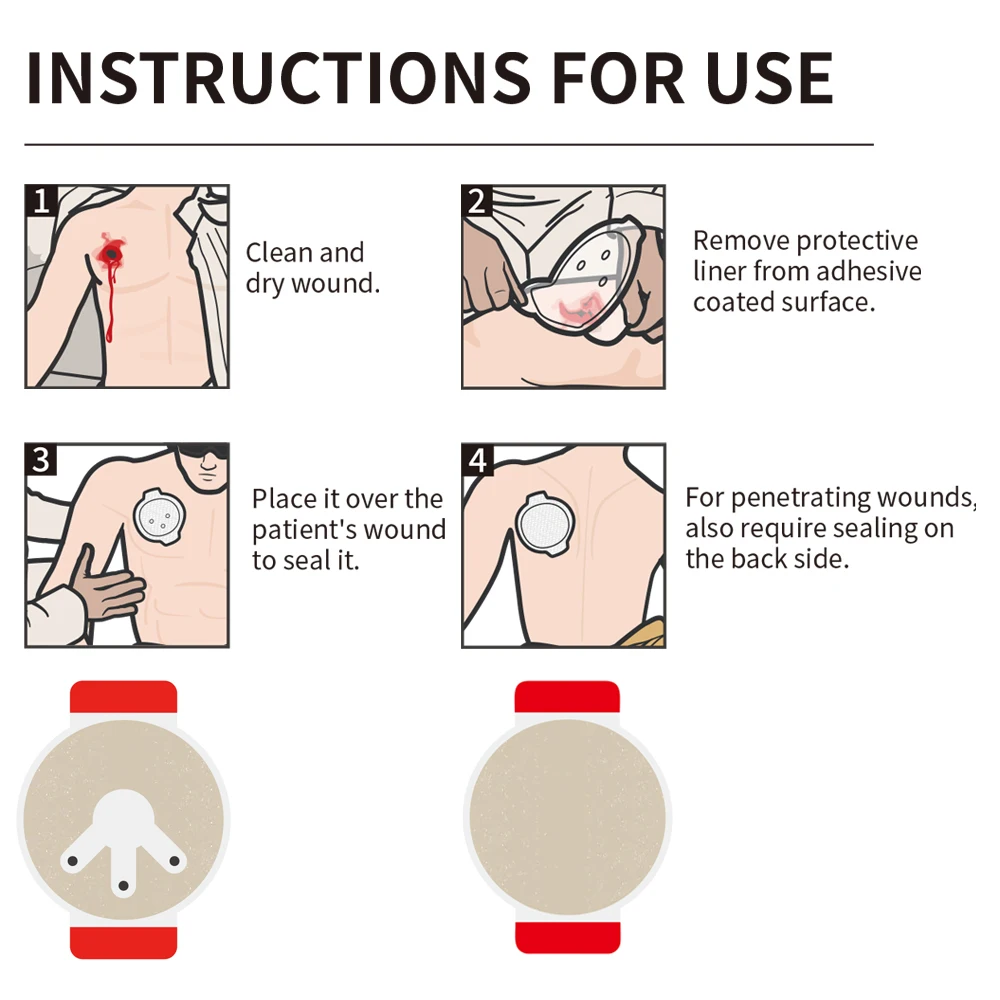 Sello torácico ventilado – Parche oclusal doble para heridas de pecho - imagen 5