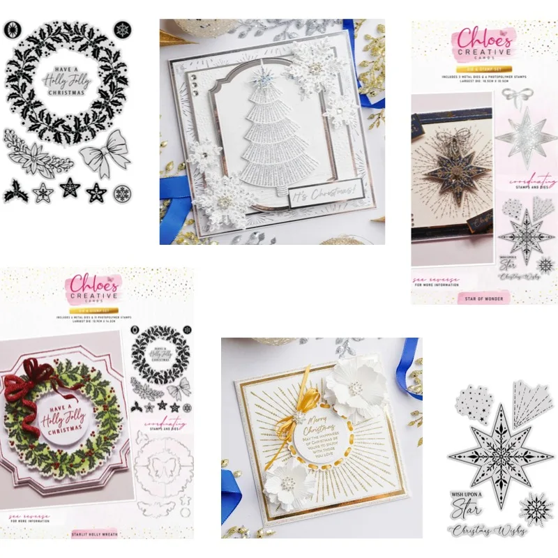 Snowflake Trails Merry and Bright Metal Cutting Die And Stamp Scrap Booking Background DIY Decoration Craft Embossing Stencil