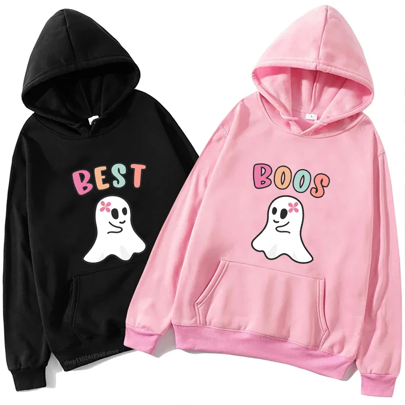 Matching Bestie Hoodies for Women Best Friend Matching Halloween Sweatshirts Funny Cute Boo Outerwears Harajuku Sweat-shirt