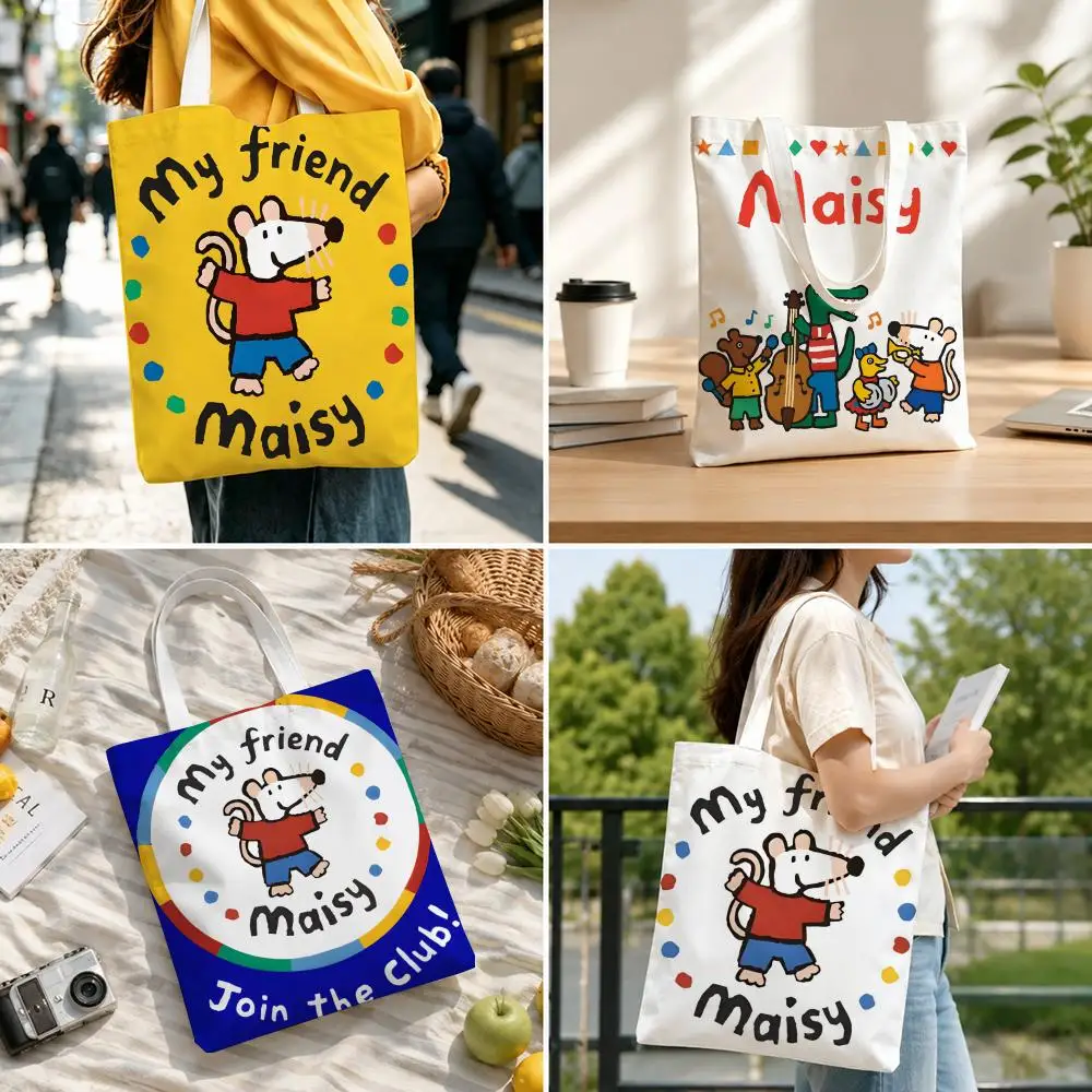 

Cartoon M-My f-friend M-Maisy Storage Bags Girl Gift Canvas Bag Tote Bag Shoulder Bag University Home Student Bag