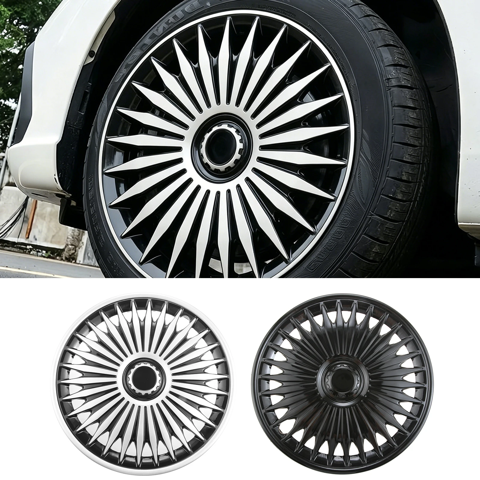 

4Pcs Universal Wheel Hub Caps 17 Inch for Focus Astra Megane 1500 Frontier Tundra Transit Connect Express Cargo Van Wheel Cover