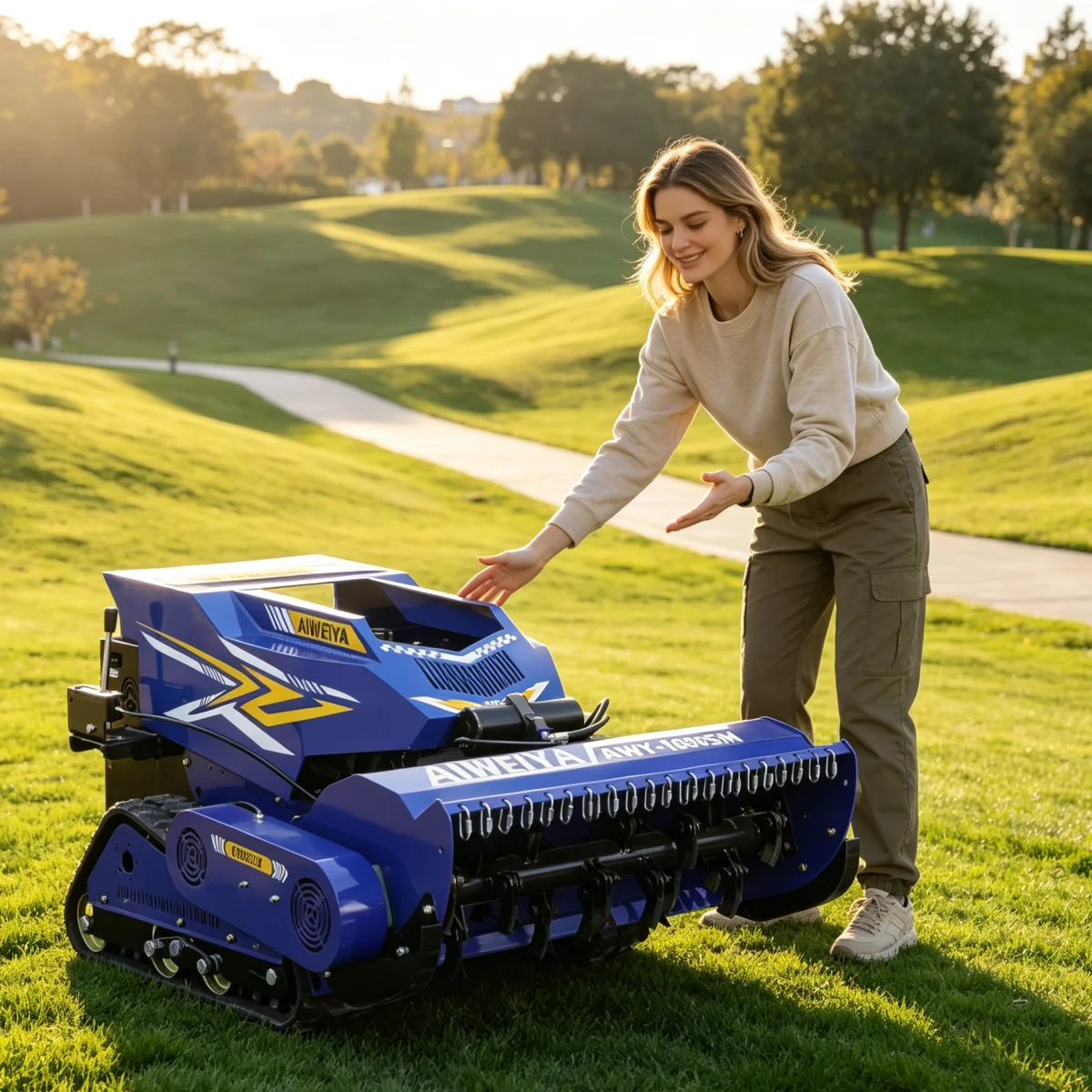 Customized Robotic Lawnmower Without Boundary Cable Remote Control Petrol Lawn Mower For Commercial Large Lawn