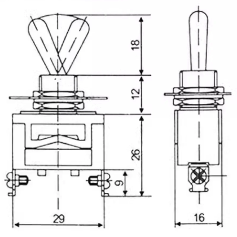 New High Quality 15A 250V SPST 2 4 6 Terminal ON OFF Toggle Switch Self-locking Waterproof Cap