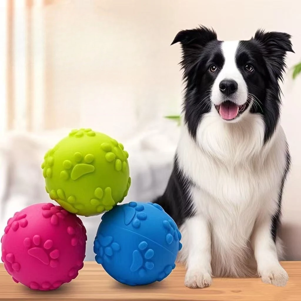 Hundespielzeug mit Geräuschen, Zahnreinigungsspielzeug, Bissfester Hundeball, Entspannungs- und Interaktives Trainingsspielzeug aus TPR für Haustiere