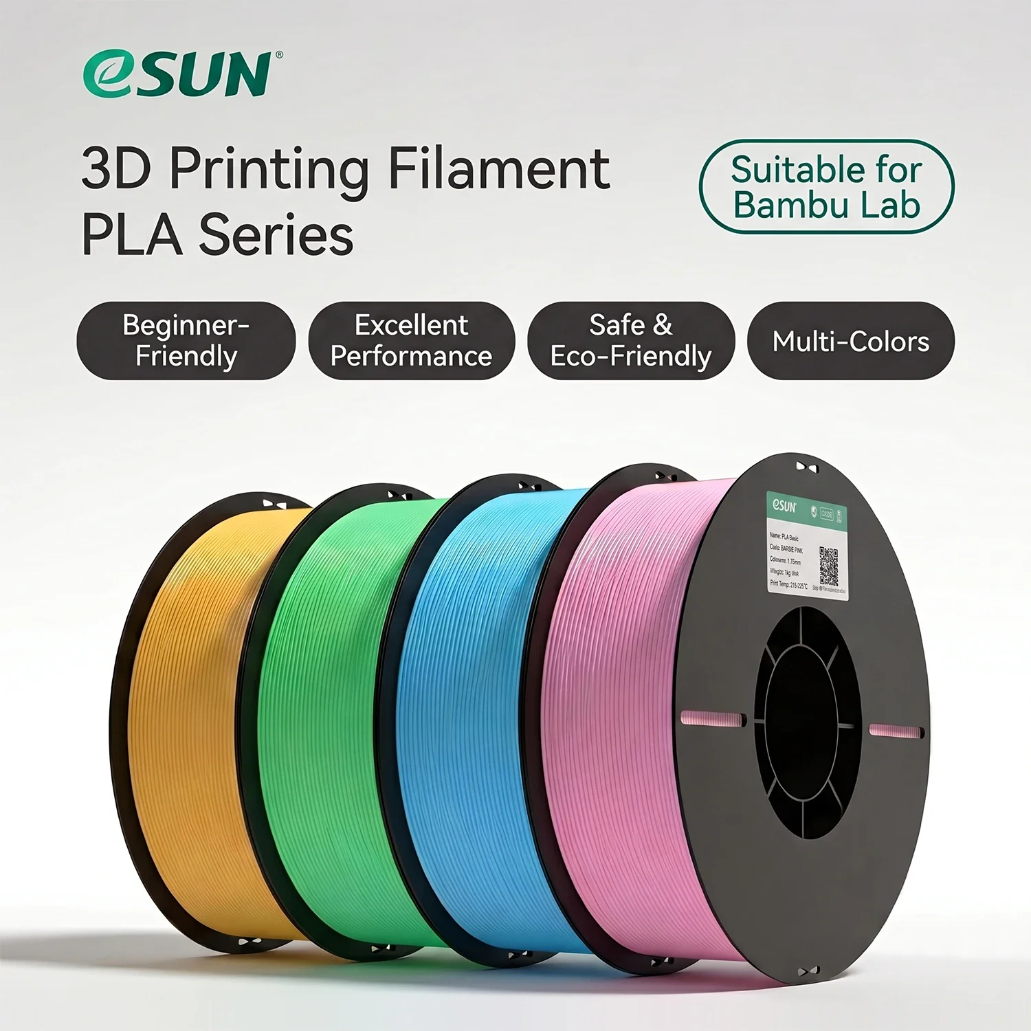ESUN PLA-Basic 3D Printer Filament 1.75mm FDM PLA Printing Filaments 1KG/2.2lb Plastic Rod Temperature 210-230℃ Extrude