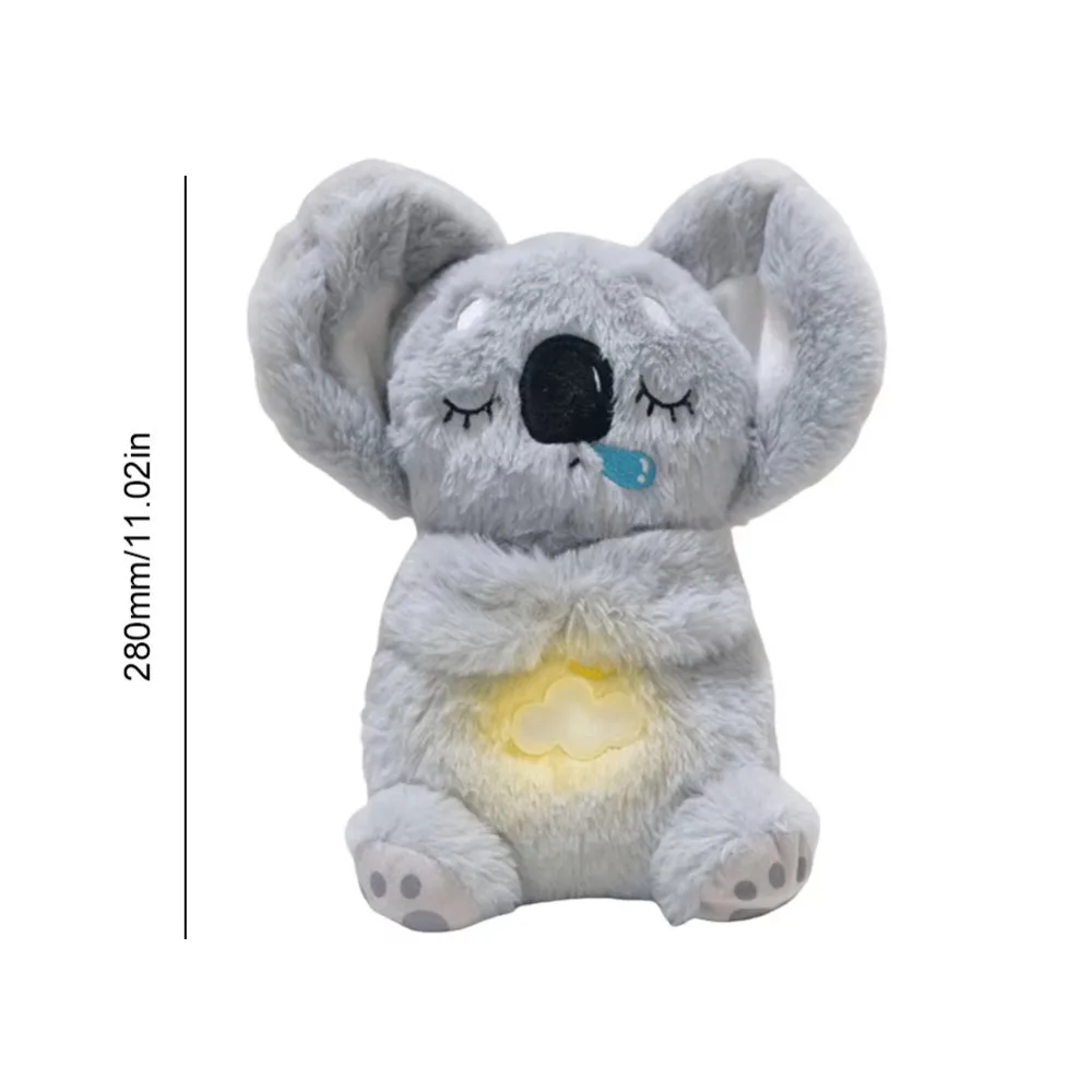 Plush Koala Children's Sleeping Doll 4 Modes Rhythmic Breathing Baby Soothing Plush Doll Sleeping Companion with Music Lights