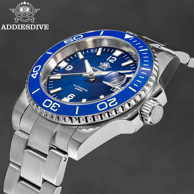 

ADDIESDIVE Diving Watch For Man 200M Waterproof C3 Super Luminous Stainless Steel Sapphire Glass Clock Mechanical Watch Reloj