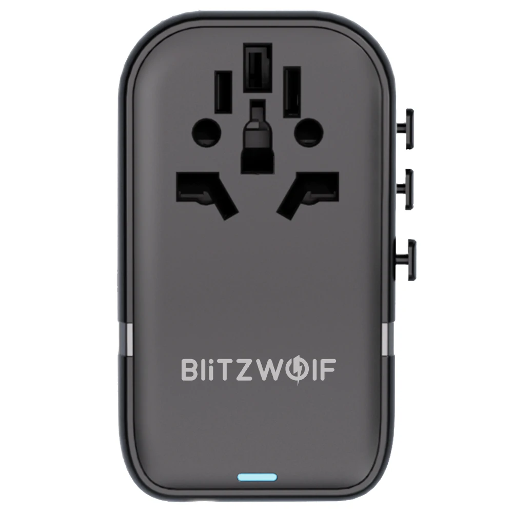 Blitzwolf BW-TA2 5-in-1 Universal Travel Adapter with GaN 100W Fast Charging 2 USB-C 2 USB-A All-in-one Wall Charger for Socket