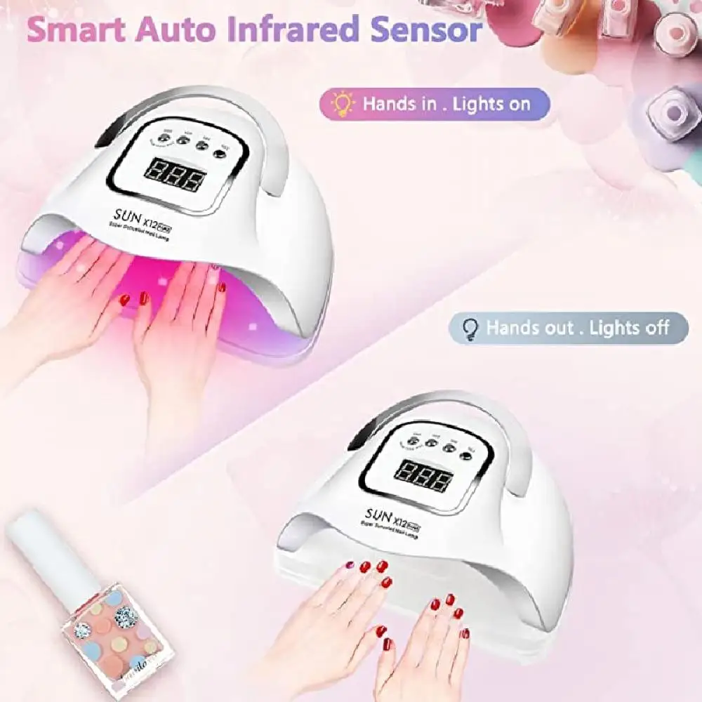 SUN X12 MAX 280W UV LED Nail Lamp with 4 Timer Setting 66LEDs Portable LCD Nail Dryer Professional LED Lamp for Smart Nail Dryer