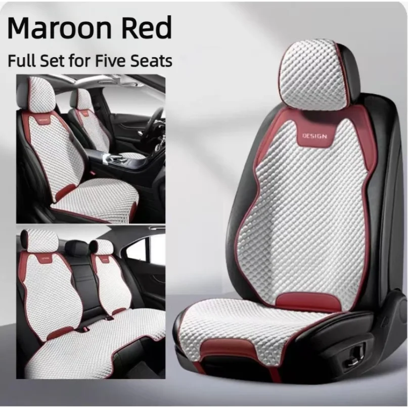 Universal Ice Silk Car Seat Covers Full Set Summer Cool Breathable Sweat Absorbing Auto Seat Cushion Interior Accessories