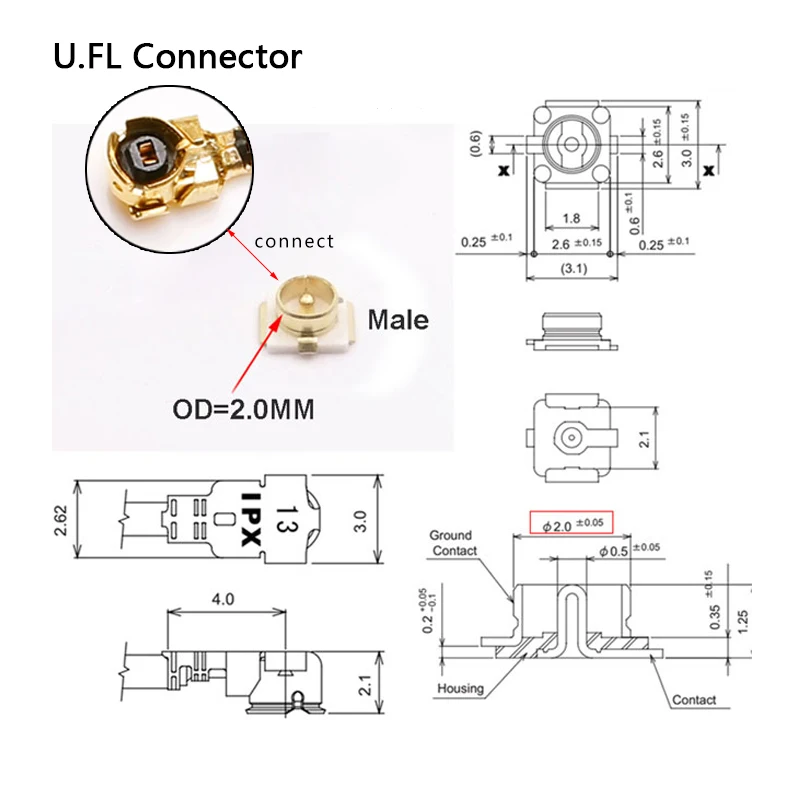 10 buah 433MHz Lora Internal PCB FPC fleksibel FPC antena 5dbi 470 ~ 510MHz U.fl 13CM 1.13 kabel untuk Lora modul RA-02