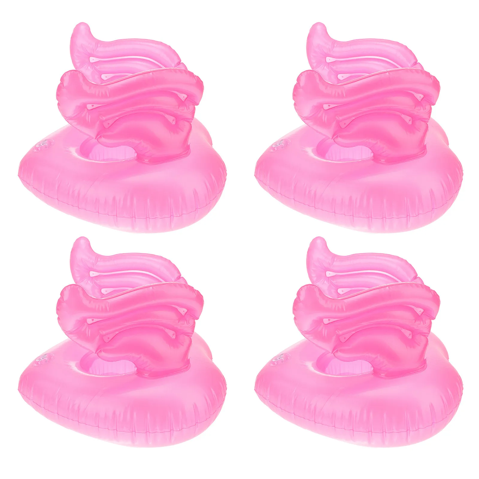 4 Stück aufblasbare Getränkehalter im Cartoon-Engel-Design, schwimmende Tassenmatten für den Pool, wiederverwendbar, Zubehör für Sommer-Pool-Partys
