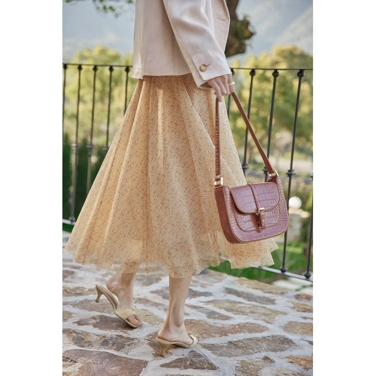 

Женская юбка миди A-силуэта в клетку и горошек, винтажная, из полиэстера, с завышенной талией, весна-лето