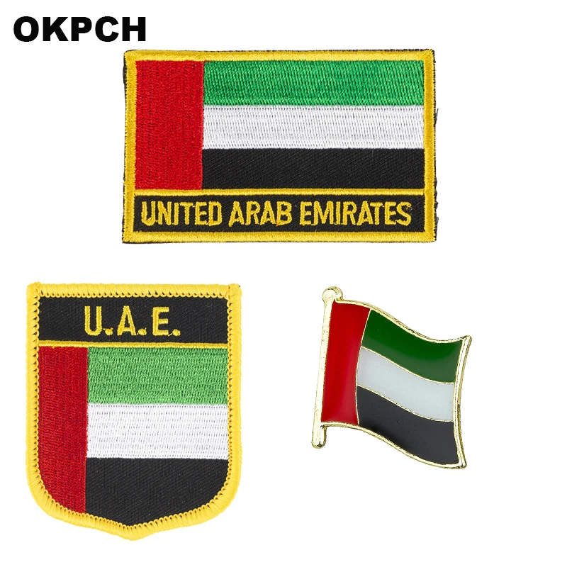 United Arab Emirates National Flag Embroidered Iron on Patches for Clothing Metal badges PT0130-3
