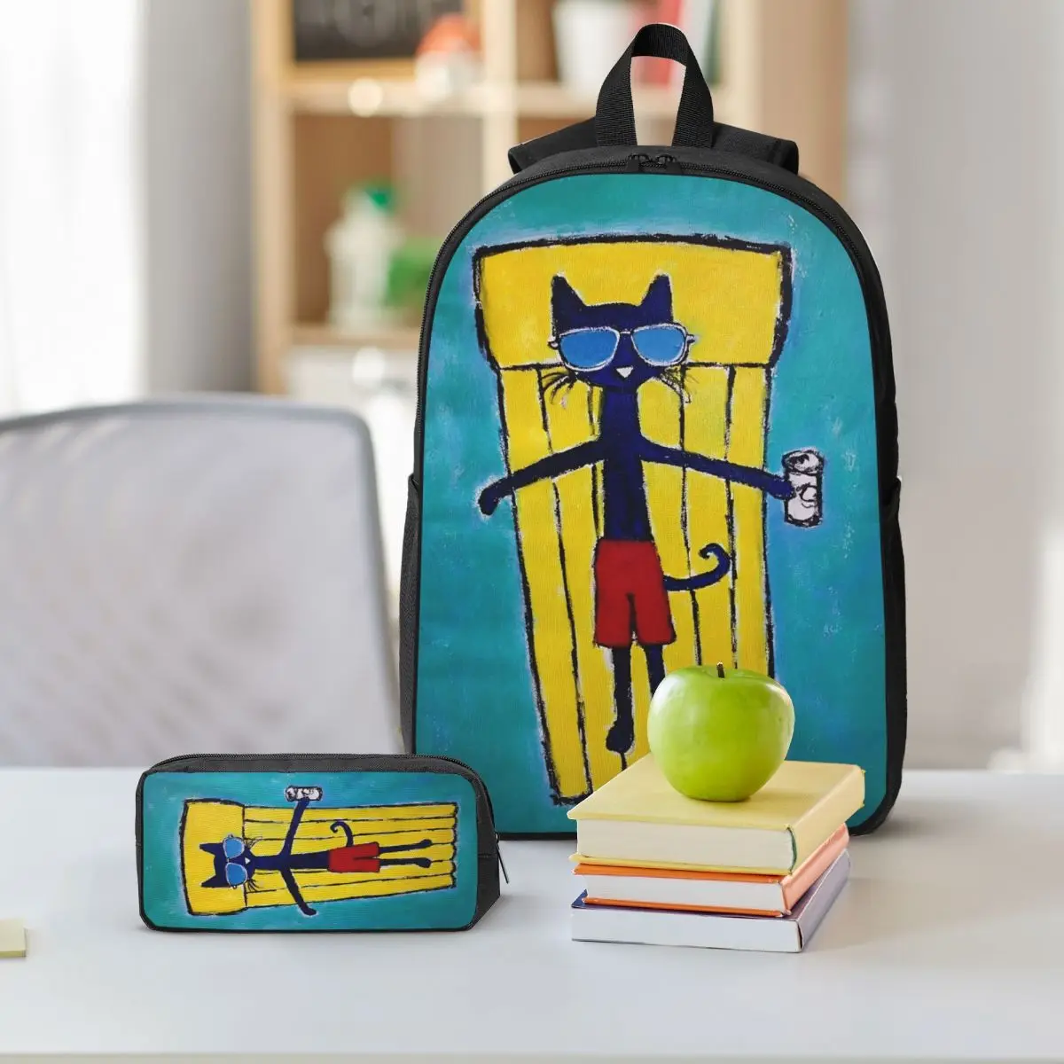 Pete The Cat I Love My White Shoes Zaino per bambini Lunch Box Borse per penne per ragazzi Zaini per ragazze Borsa da scuola Set di zaini