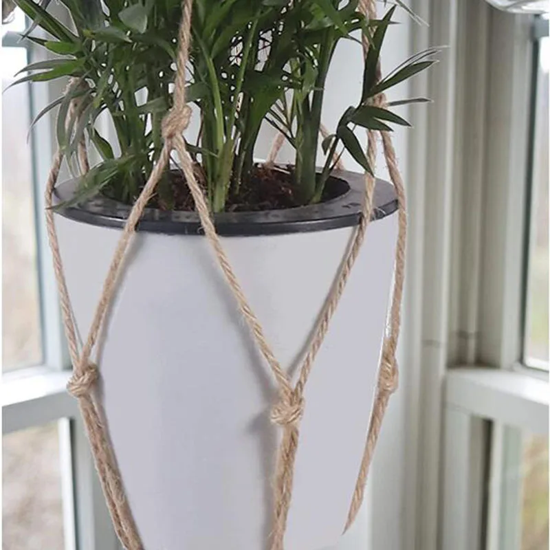 DIY Manual Flower Pot  Garden Rope Hanging Basket Tray Net Bag Braided Home Vintage Decor Plant Hanger Sling Knotted V27