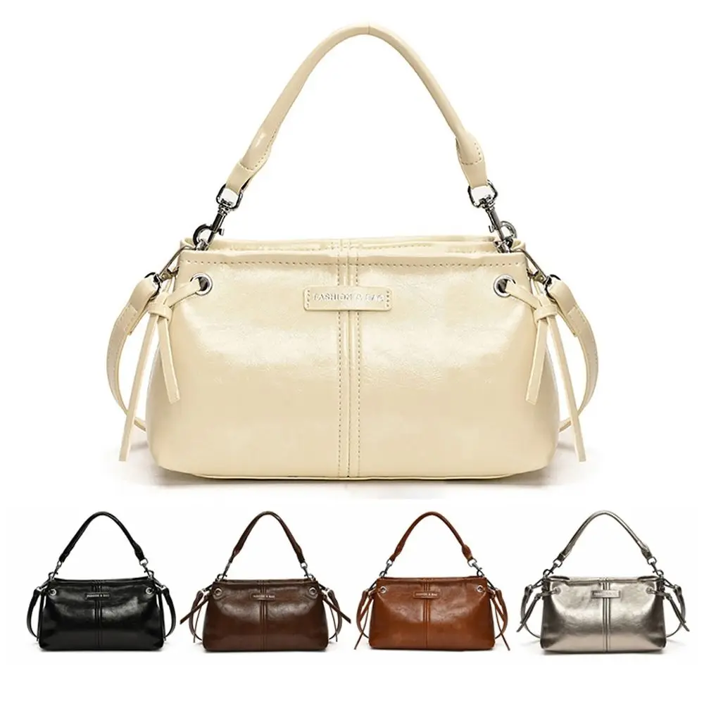 

Retro Leather Handbag Large Capacity Portable Shoulder Bag Detachable Strap Small Square Bag Appointment