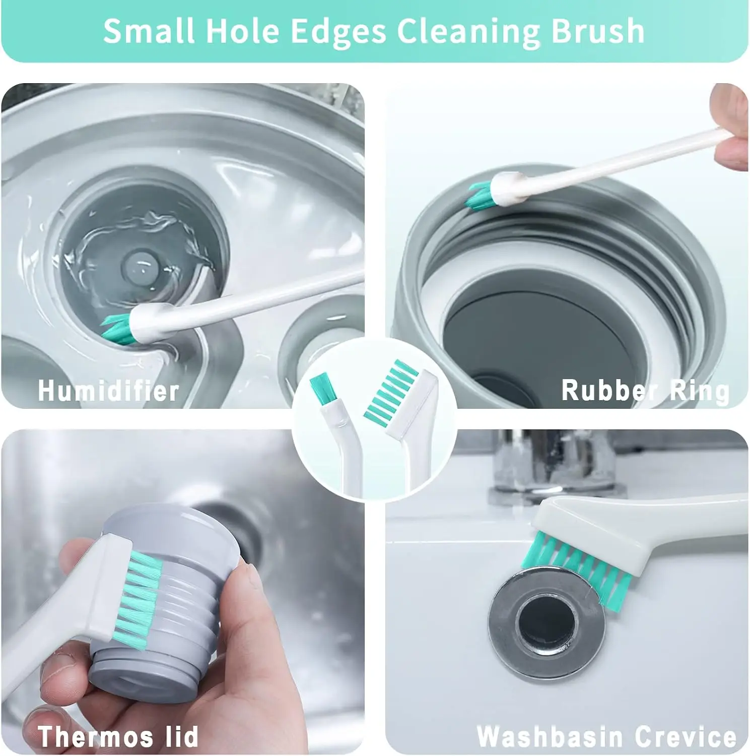 Small Cleaning Brush Set for Tight Spaces, 8pcs Crevice Cleaning Brushes for Household Use, Mini Cleaning Tools for Humidifier view 3