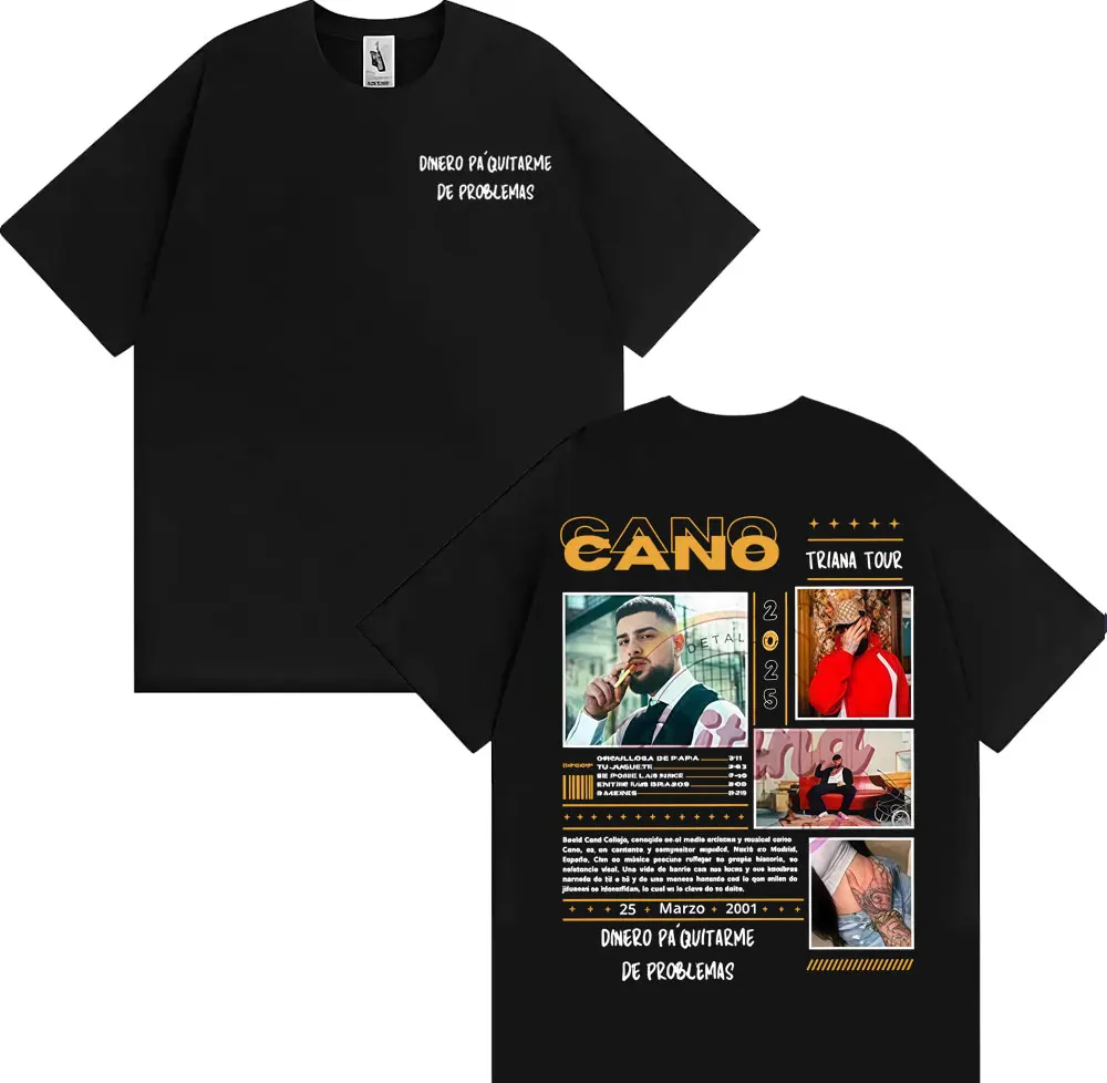Camiseta con estampado del rapero Cano Triana Tour Album 2025, camiseta informal de algodón de manga corta para hombre, camisetas de verano para hombre, camiseta de alta calidad