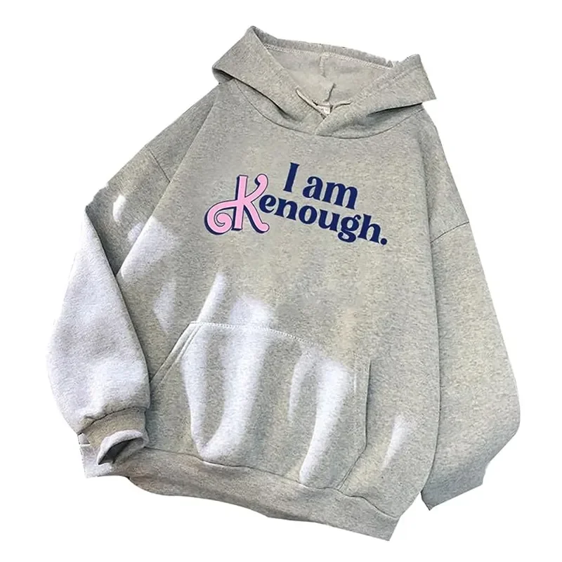 

Women Hoodies I Am Kenough Hooded Pullover Letters Print Sweatshirt Couple Men Hoodies Clothing Free Shipping