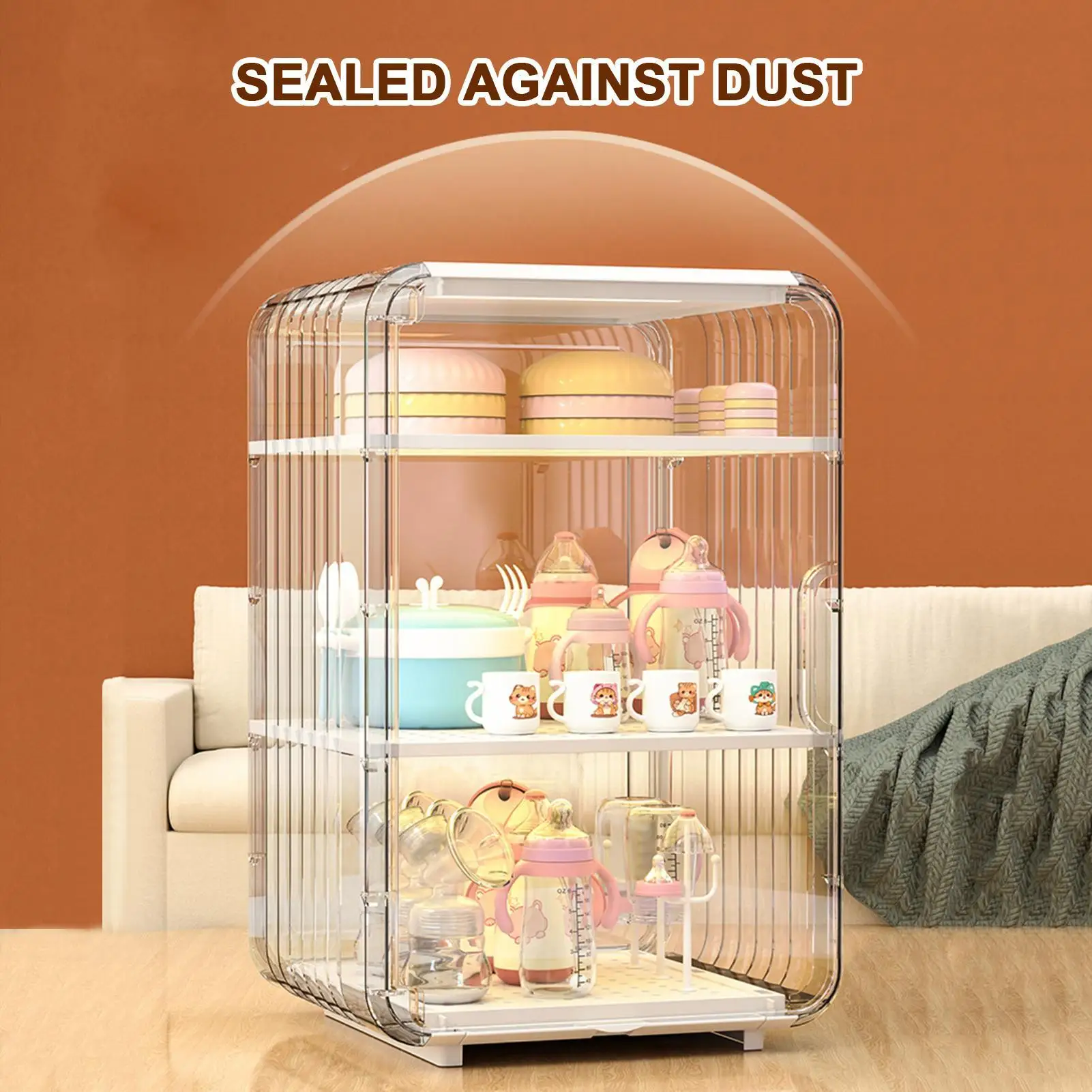 منظم تخزين زجاجات الأطفال، منظم أدوات المائدة للأطفال الصغار، حامل زجاجة شفاف مقاوم للغبار لطاولة المطبخ والحمام وغرفة النوم والثلاجة #2