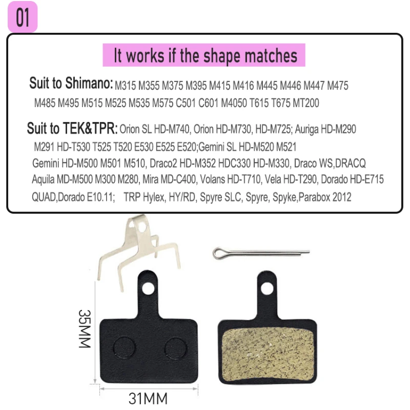 10/20/30/40/50 Pairs Resin Organic Cycling Brake Pad MTB Road Bicycle Disc Brake Pads for SHIMANO M375 M445 M446 Deore M515