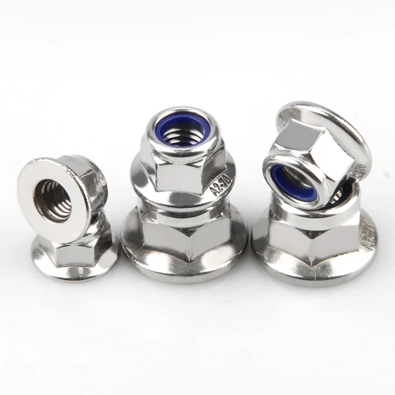 M3 M4 M5 M6 M8 M10 M12 304 316 Stainless Steel Hex Flange Nylon Insert Lock Nut Self-locking Nylock Locknut