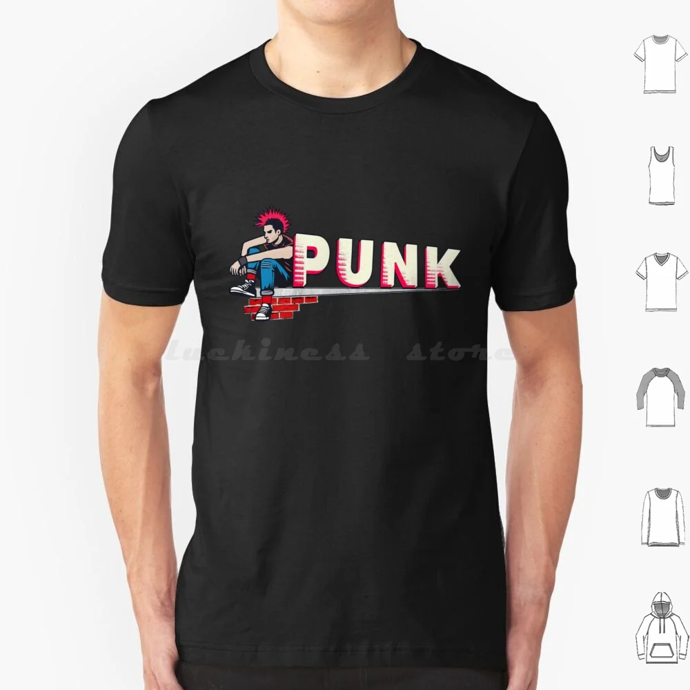 P U N K T Shirt Cotton Men Women DIY Print Punk Word Mohawk Wall Antiestablishment Rebel Identity