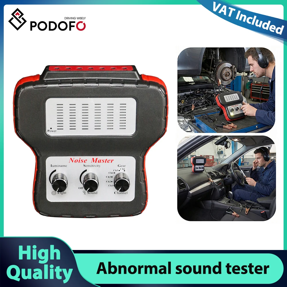Stéthoscope automobile six canaux Podofo pour diagnostic du système de châssis, kit de diagnostic électronique pour détecteur de sons anormaux