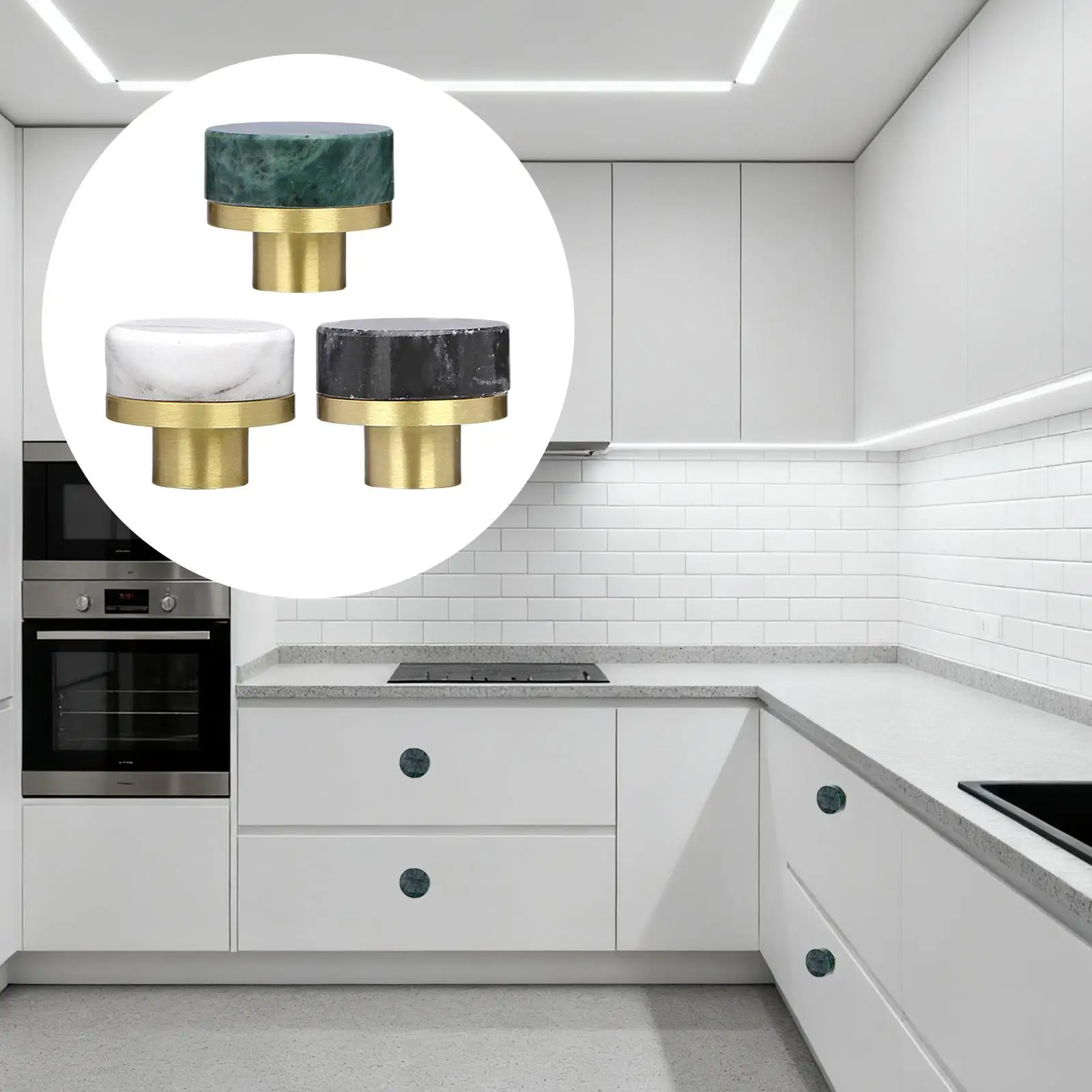 Brass Marble Drawer Pull Furniture Hardware Decorative Small Furniture Knob Elegant Cabinet Knob for Cabinets Bathroom Cupboard
