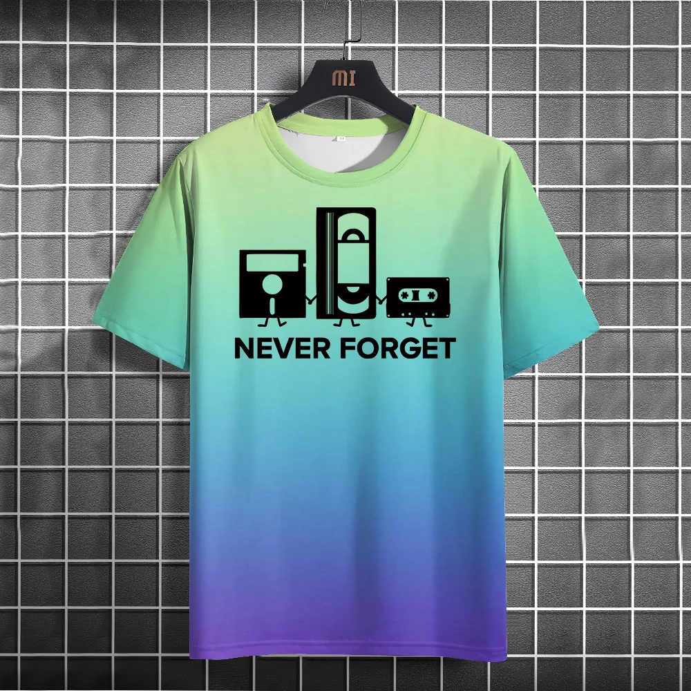 

2024 Never Forget Sarcastic Graphic Music Funny Print T-Shirt Men Loose Oversize Tshirt Casual Breathable Short Sleeve Clothing