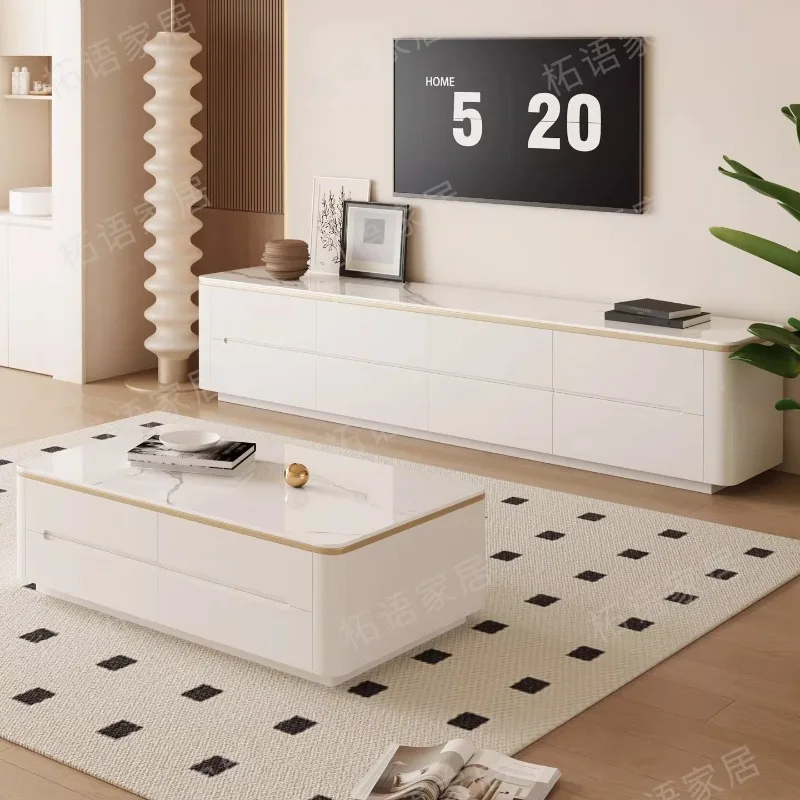 Wood Light Color Tv Stand Glossy Living Room Design Luxury Tv Stand Modern Minimalist Mueble Para Televisor House Accessories
